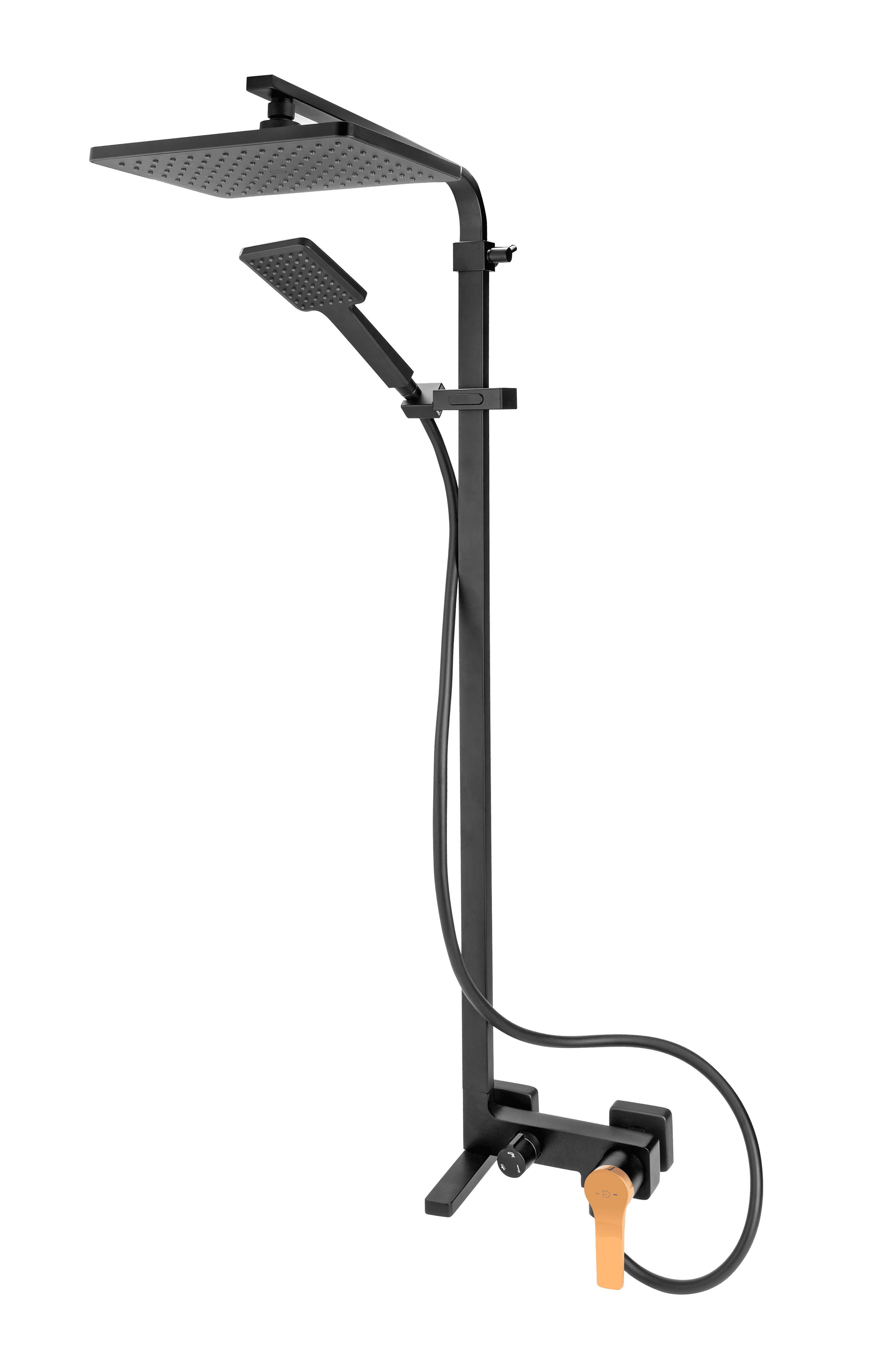 Set de duș cu baterie cadă Seppia, aur roz-negru