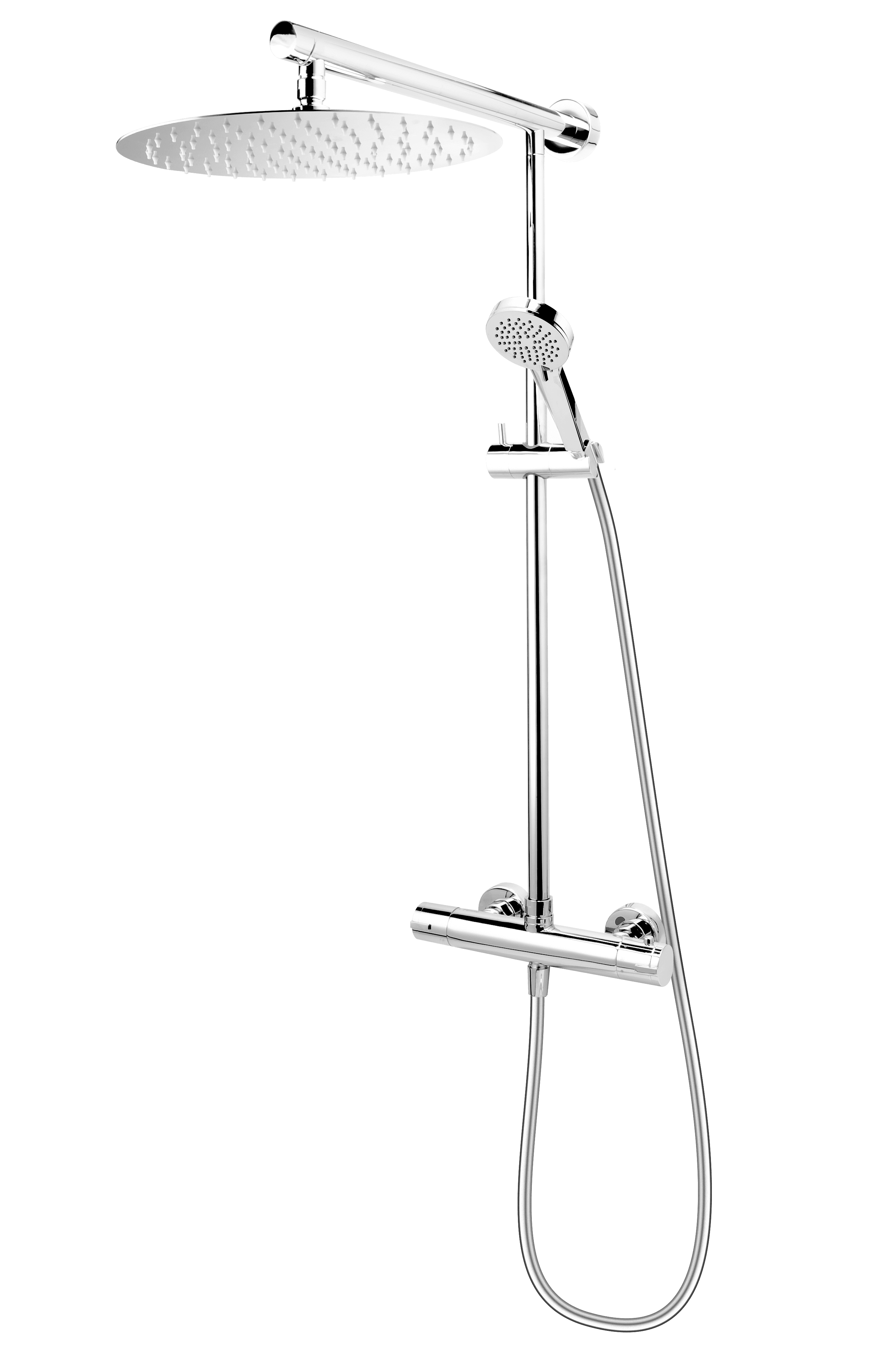 Coloana de dus Anima Black cu baterie termostatata, crom