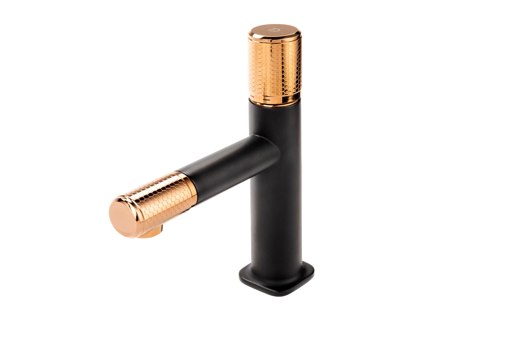 Baterie stativa lavoar Ardesia cu ventil, negru-roz auriu